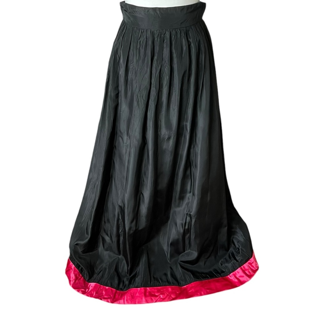 VTG 50s 60s Lee Jordan black hot pink taffeta maxi skirt formal women 26”